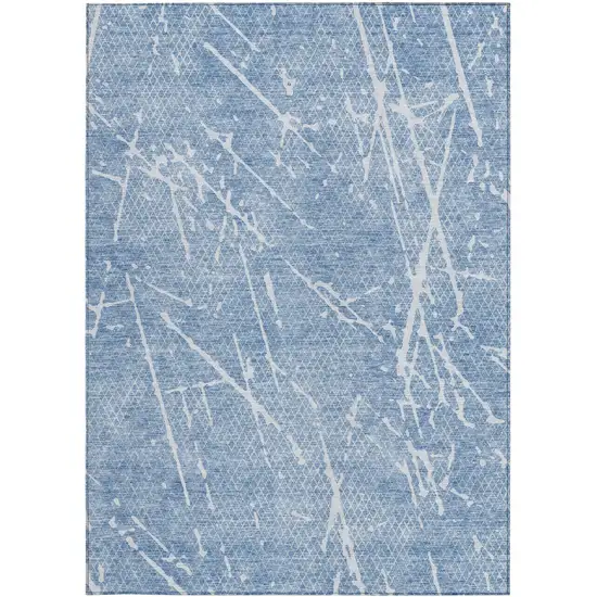Blue And Ivory Abstract Washable Indoor Outdoor Area Rug Photo 5