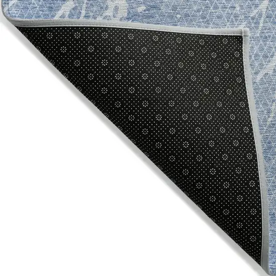 Blue And Ivory Abstract Washable Indoor Outdoor Area Rug Photo 2