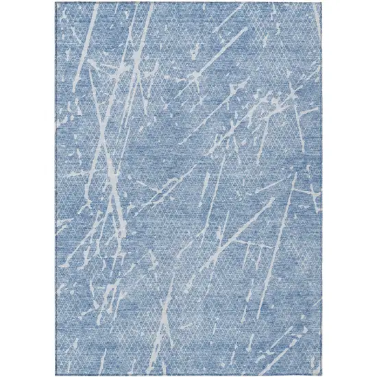 Blue And Ivory Abstract Washable Indoor Outdoor Area Rug Photo 1