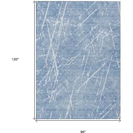Blue And Ivory Abstract Washable Indoor Outdoor Area Rug Photo 9