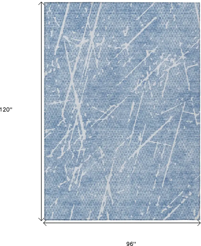 Blue And Ivory Abstract Washable Indoor Outdoor Area Rug Photo 9