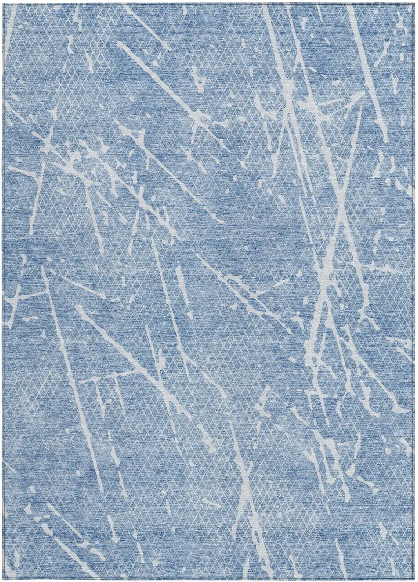 Blue And Ivory Abstract Washable Indoor Outdoor Area Rug Photo 4