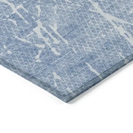 Blue And Ivory Abstract Washable Indoor Outdoor Area Rug Photo 3