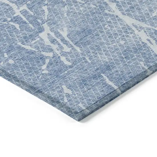 Blue And Ivory Abstract Washable Indoor Outdoor Area Rug Photo 3