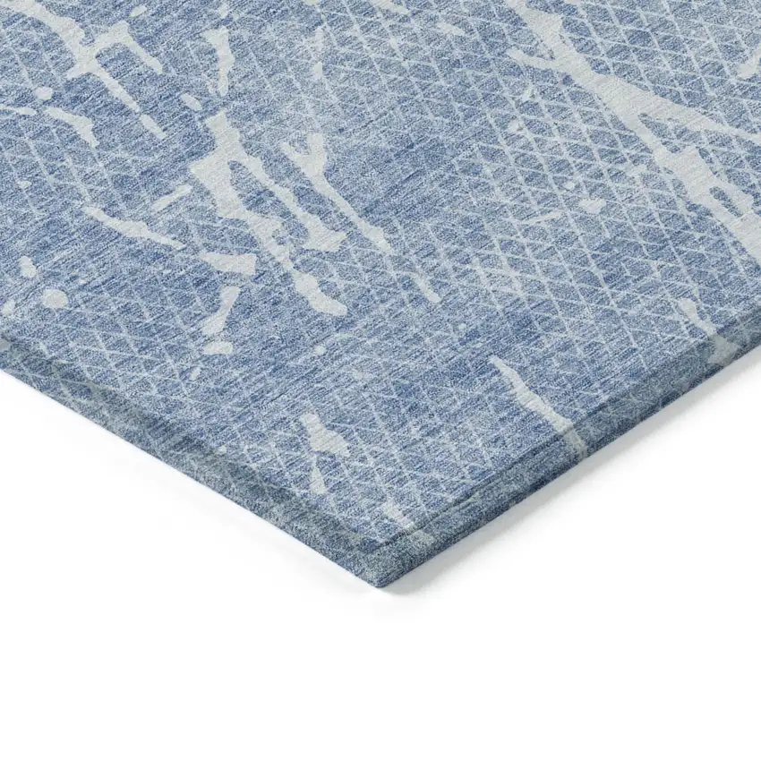 Blue And Ivory Abstract Washable Indoor Outdoor Area Rug Photo 3
