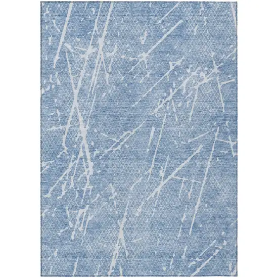Blue And Ivory Abstract Washable Indoor Outdoor Area Rug Photo 1
