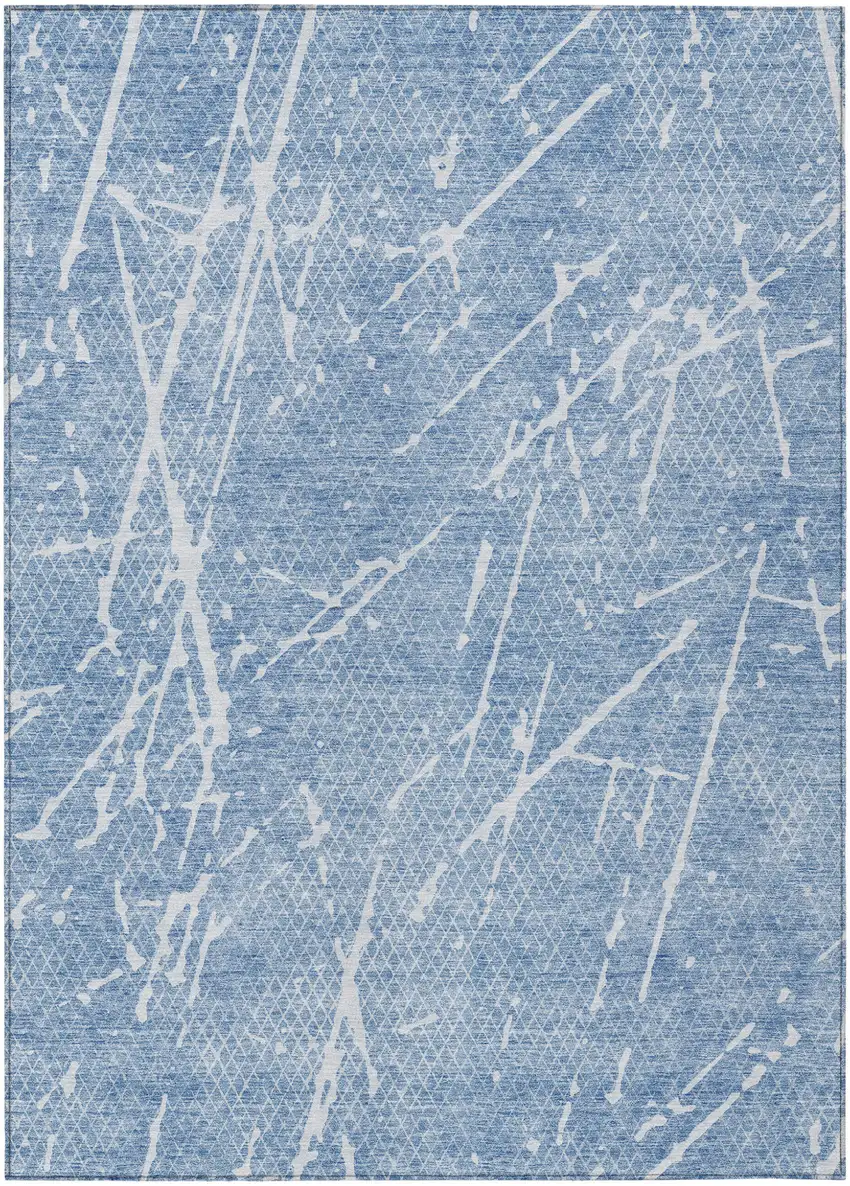 Blue And Ivory Abstract Washable Indoor Outdoor Area Rug Photo 1