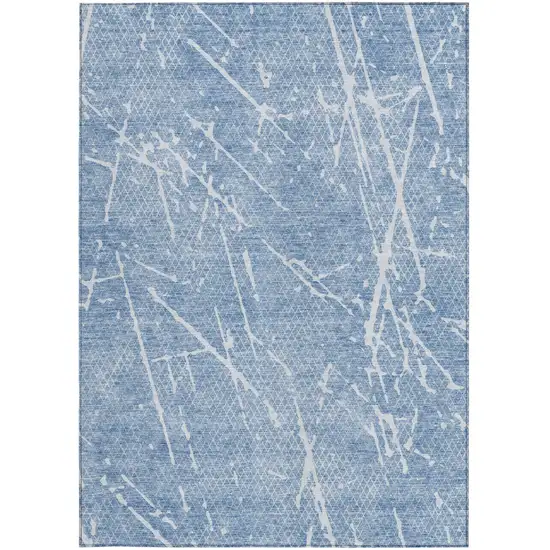 Blue And Ivory Abstract Washable Indoor Outdoor Area Rug Photo 4