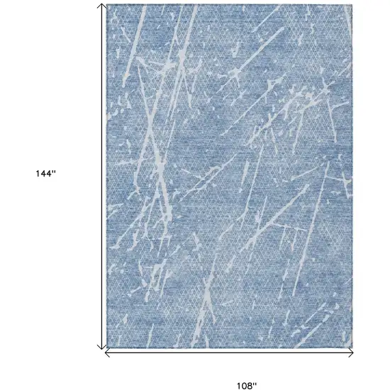 Blue And Ivory Abstract Washable Indoor Outdoor Area Rug Photo 9