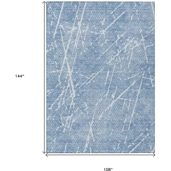 Blue And Ivory Abstract Washable Indoor Outdoor Area Rug Photo 9