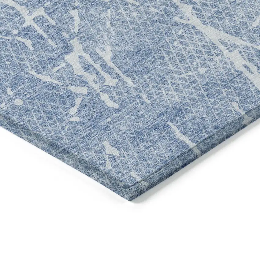 Blue And Ivory Abstract Washable Indoor Outdoor Area Rug Photo 3