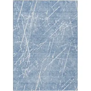 Photo of Blue And Ivory Abstract Washable Indoor Outdoor Area Rug