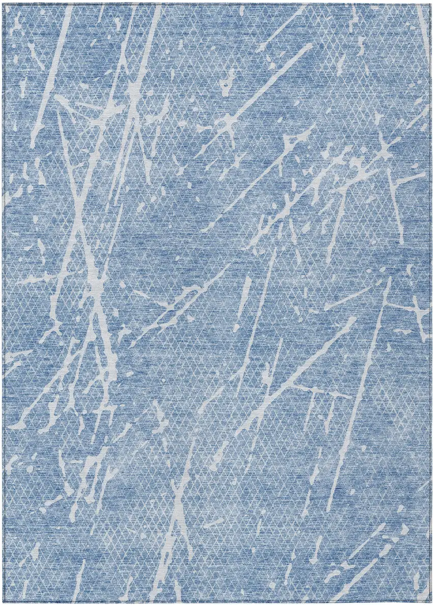 Blue And Ivory Abstract Washable Indoor Outdoor Area Rug Photo 1