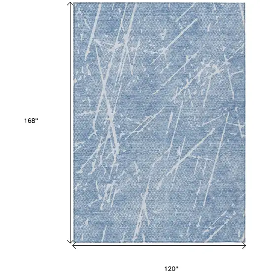 Blue And Ivory Abstract Washable Indoor Outdoor Area Rug Photo 9