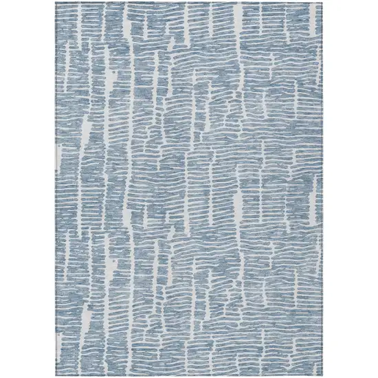 Blue And Ivory Abstract Washable Indoor Outdoor Area Rug Photo 2