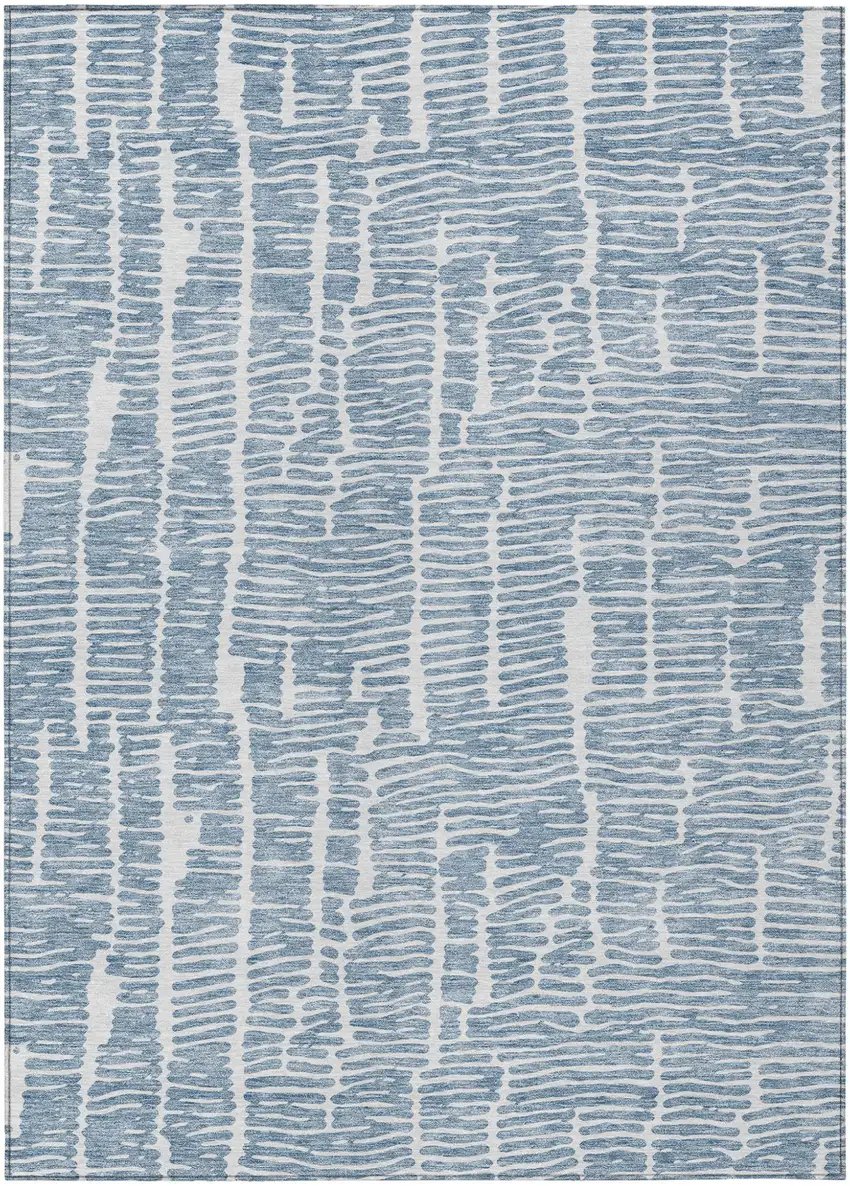 Blue And Ivory Abstract Washable Indoor Outdoor Area Rug Photo 2