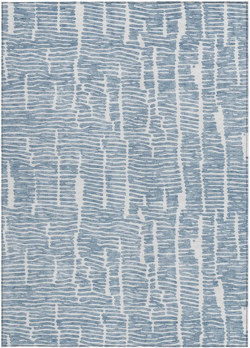 Blue And Ivory Abstract Washable Indoor Outdoor Area Rug Photo 7