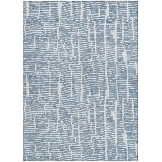 Blue And Ivory Abstract Washable Indoor Outdoor Area Rug Photo 7