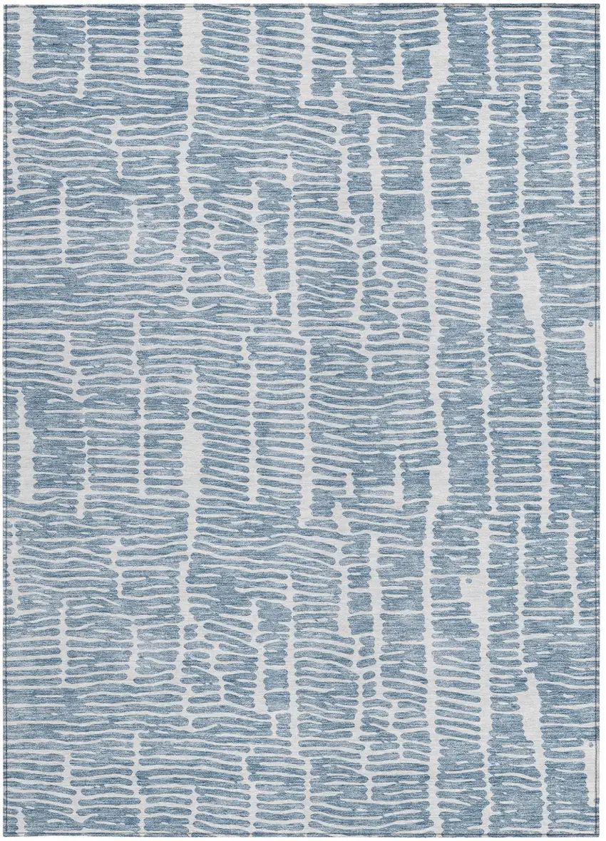 Blue And Ivory Abstract Washable Indoor Outdoor Area Rug Photo 7