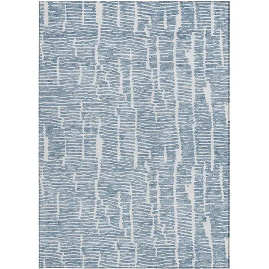 Blue And Ivory Abstract Washable Indoor Outdoor Area Rug Photo 7
