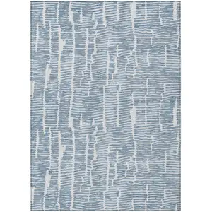 Photo of Blue And Ivory Abstract Washable Indoor Outdoor Area Rug