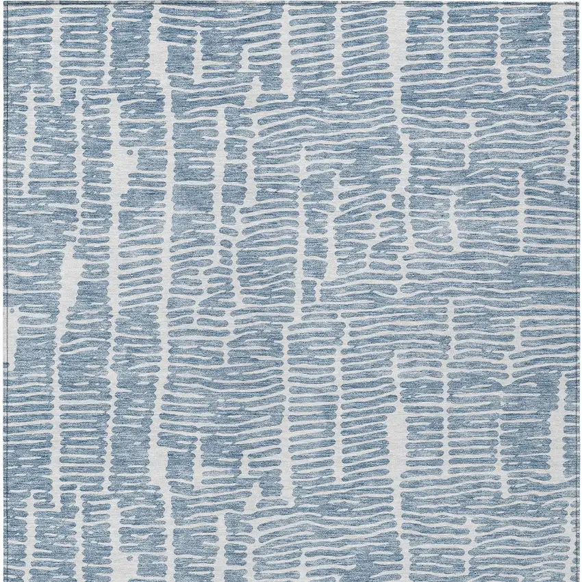 Blue And Ivory Abstract Washable Indoor Outdoor Area Rug Photo 7