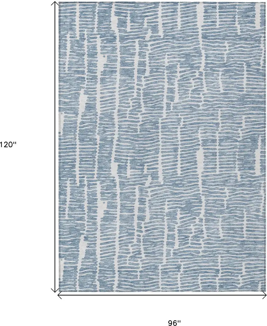Blue And Ivory Abstract Washable Indoor Outdoor Area Rug Photo 3