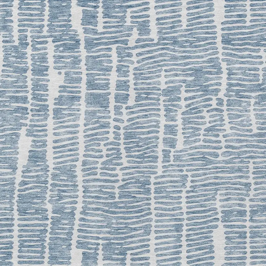 Blue And Ivory Abstract Washable Indoor Outdoor Area Rug Photo 6