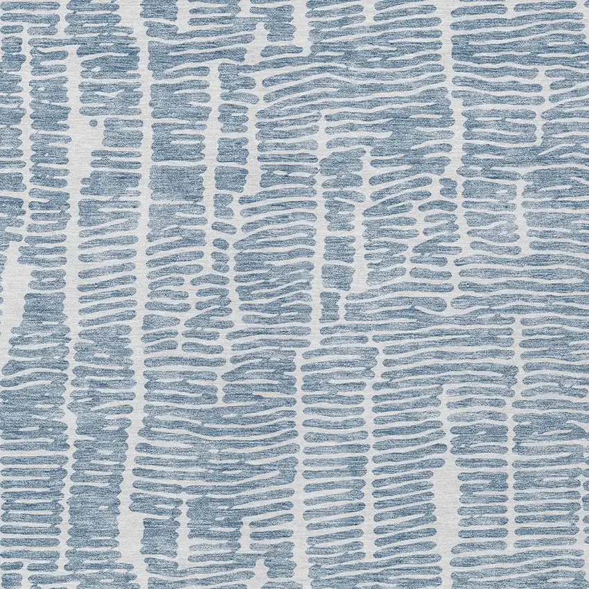 Blue And Ivory Abstract Washable Indoor Outdoor Area Rug Photo 6