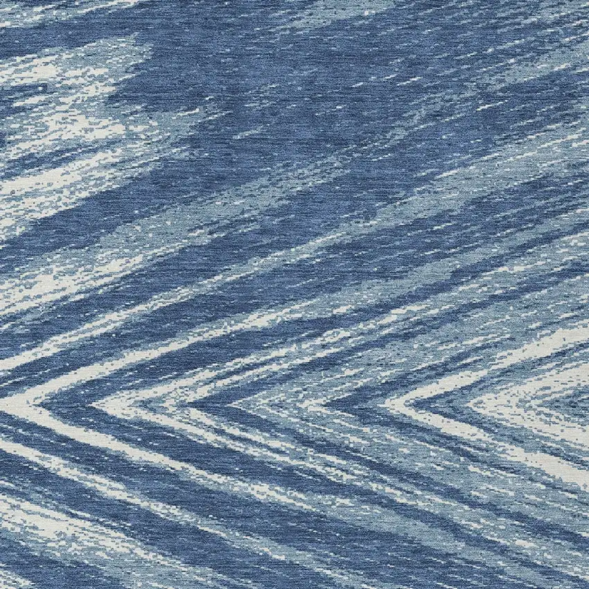 Blue And Ivory Abstract Washable Indoor Outdoor Area Rug Photo 6