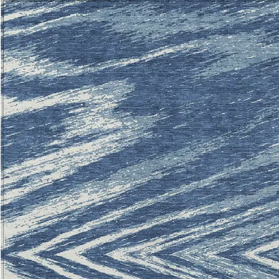 Blue And Ivory Abstract Washable Indoor Outdoor Area Rug Photo 6