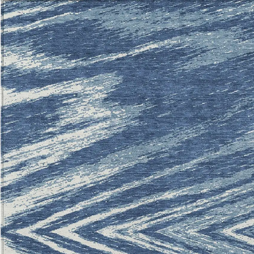 Blue And Ivory Abstract Washable Indoor Outdoor Area Rug Photo 6