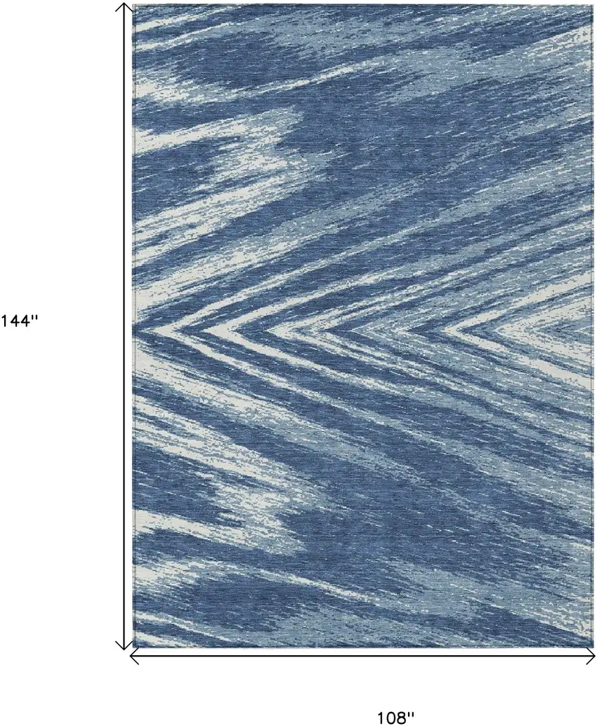 Blue And Ivory Abstract Washable Indoor Outdoor Area Rug Photo 3