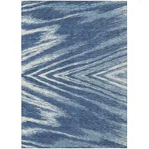 Photo of Blue And Ivory Abstract Washable Indoor Outdoor Area Rug