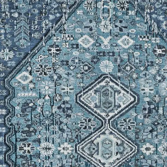 Blue And Ivory Aztec Washable Indoor Outdoor Area Rug Photo 3