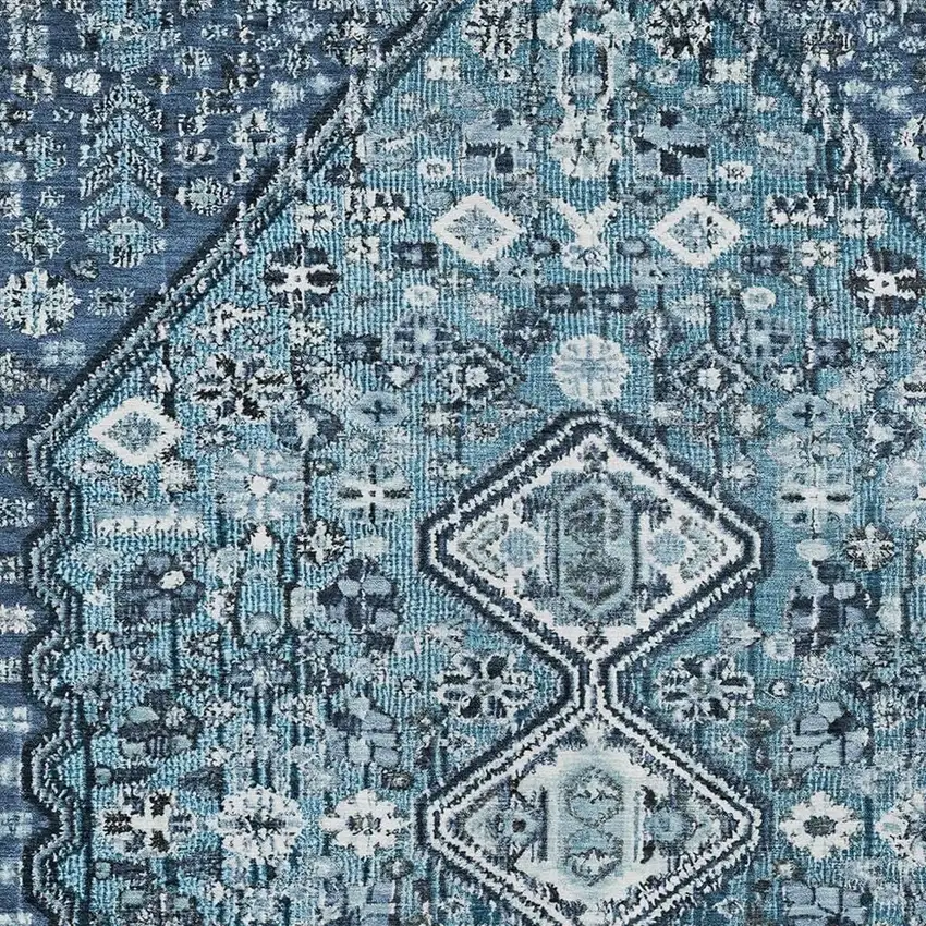 Blue And Ivory Aztec Washable Indoor Outdoor Area Rug Photo 3