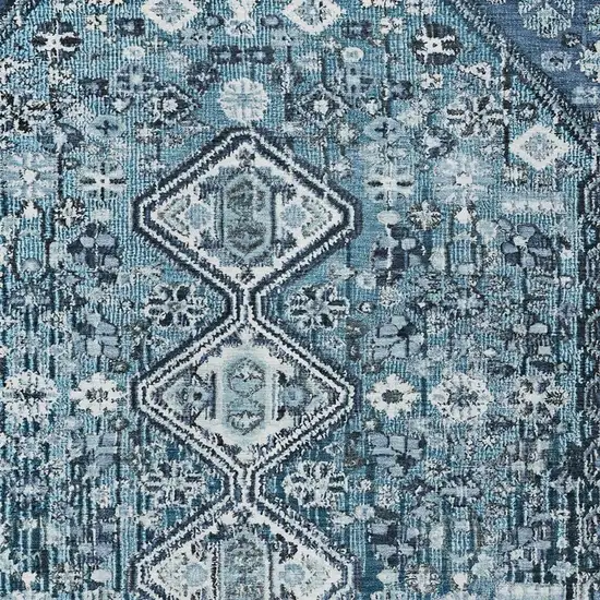 Blue And Ivory Aztec Washable Indoor Outdoor Area Rug Photo 4