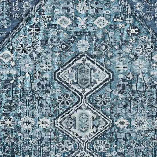 Blue And Ivory Aztec Washable Indoor Outdoor Area Rug Photo 3