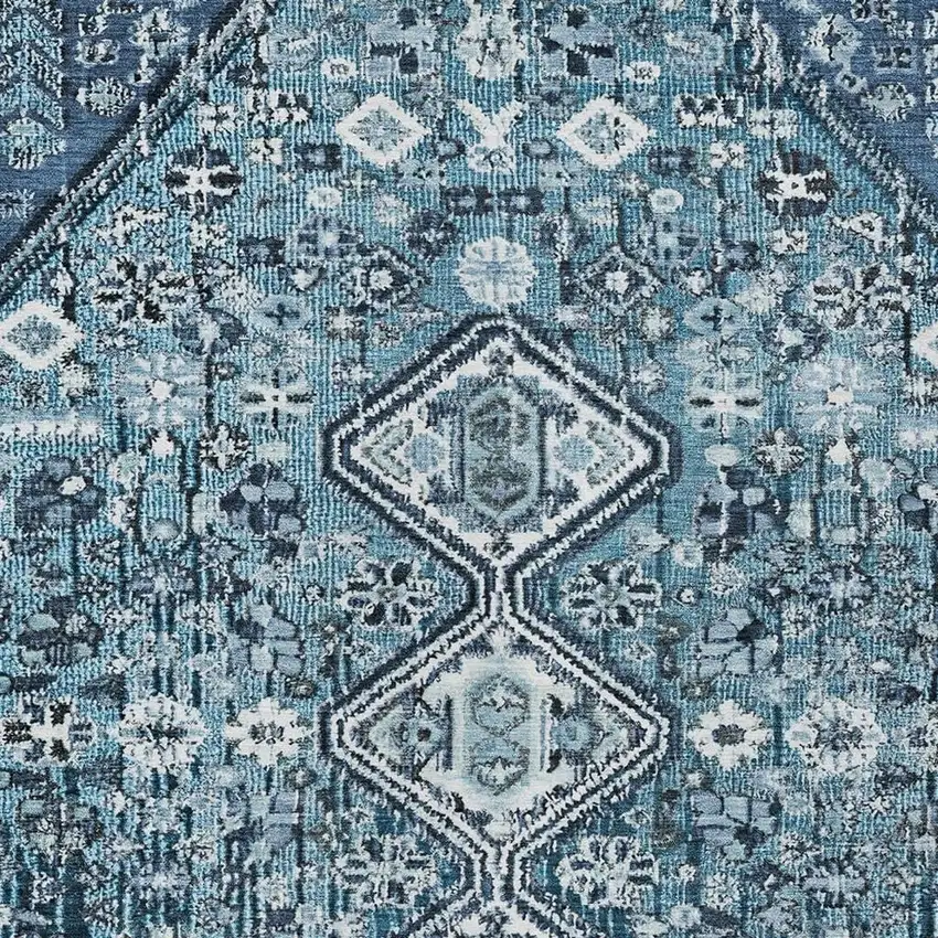 Blue And Ivory Aztec Washable Indoor Outdoor Area Rug Photo 3