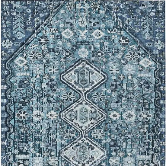 Blue And Ivory Aztec Washable Indoor Outdoor Area Rug Photo 3