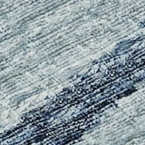 Blue And Ivory Botanical Leaves Washable Area Rug With UV Protection Photo 5