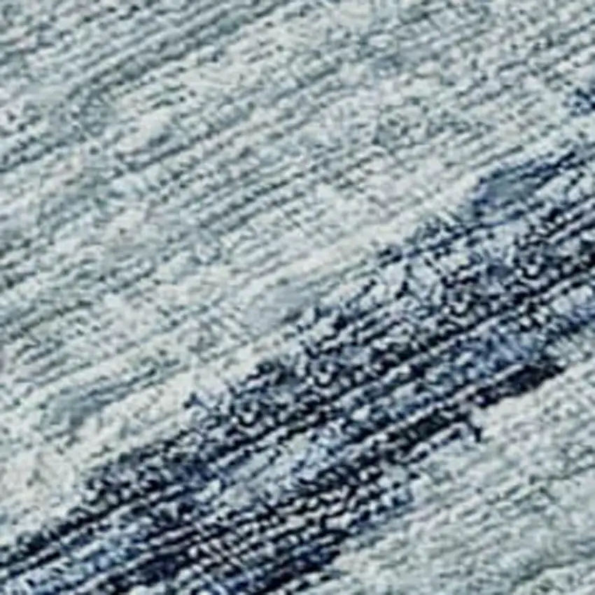 Blue And Ivory Botanical Leaves Washable Area Rug With UV Protection Photo 5