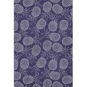 Photo of Blue And Ivory Botanical Leaves Washable Area Rug With UV Protection