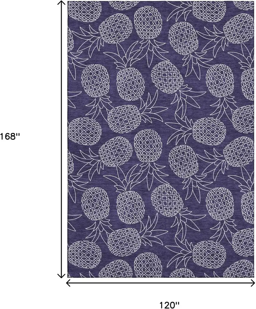 Blue And Ivory Botanical Leaves Washable Area Rug With UV Protection Photo 3