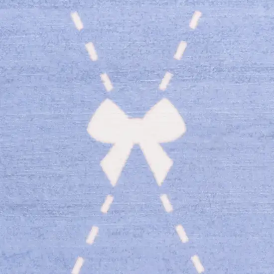 Blue And Ivory Bow Youthful Washable Area Rug Photo 4