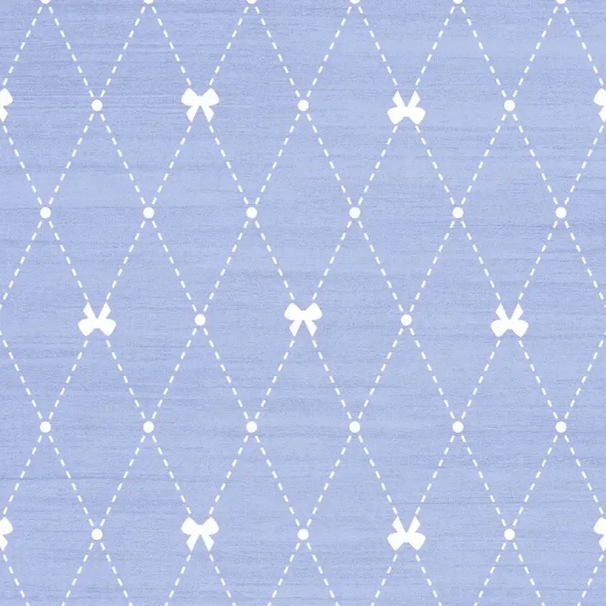 Blue And Ivory Bow Youthful Washable Area Rug Photo 8