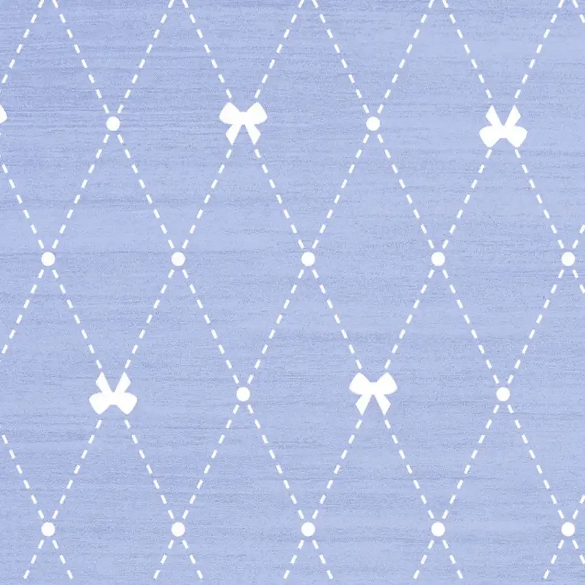 Blue And Ivory Bow Youthful Washable Area Rug Photo 7