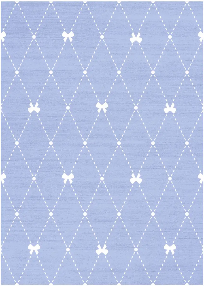 Blue And Ivory Bow Youthful Washable Area Rug Photo 2