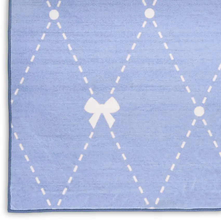 Blue And Ivory Bow Youthful Washable Area Rug Photo 9