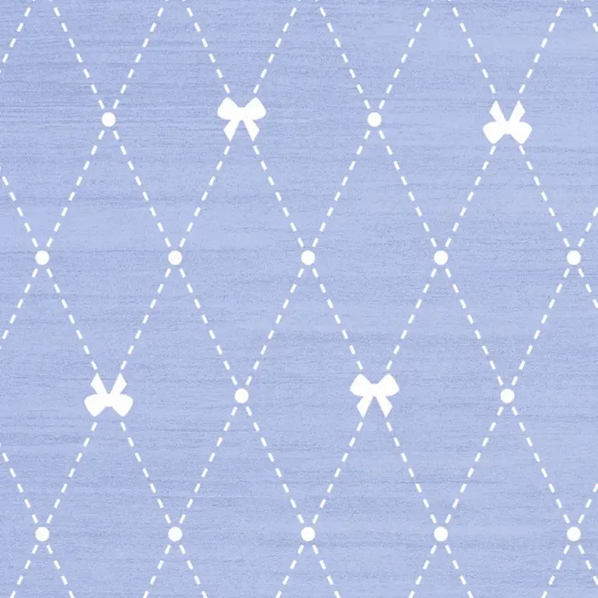 Blue And Ivory Bow Youthful Washable Area Rug Photo 6